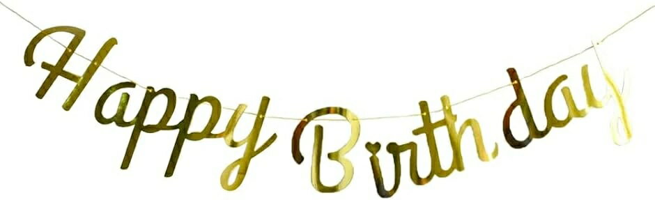 Garland - 結婚式 ウェディング Happy 筆記体 ガーランド Birthday) 誕生日 ハートゴールド Happy Birthday(