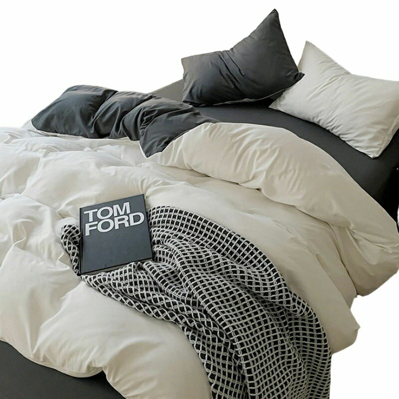 乐天商城 - 起毛加工 シーツ 布団カバー シンプル バイカラー 肌触り良く ベッドリネン4点セット 寝室用 暖かい 枕カバー