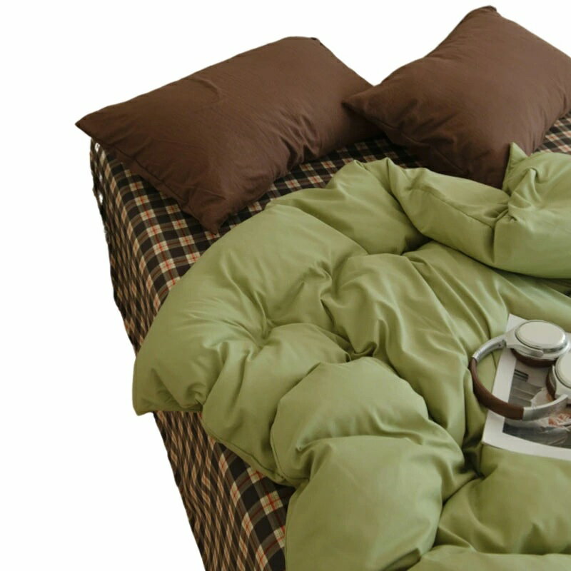 乐天商城 - 親?な水洗綿 ベッドリネン 4 点セット 掛け布団カバー付き おしゃれなミックスカラー シングル〜ダブルサイズ対応 肌触り良い 寝室インテリアに最適