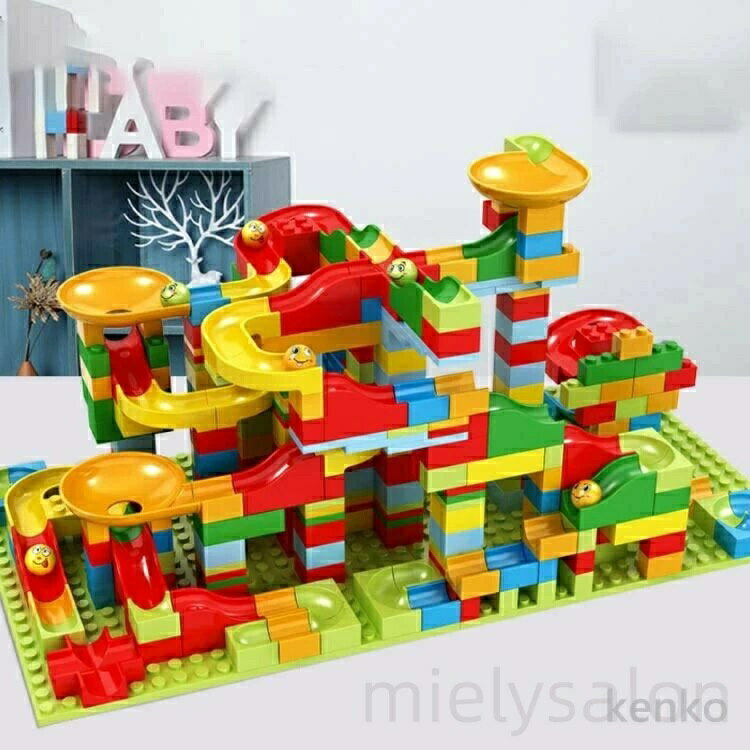 乐天商城 - ブロック 知育玩具 コロコロ 336ピース ブロック ビー玉転がし スロープトイ プレート付き 組立 スロープ ぴたごらすいっち ボールコースター ボール転がし