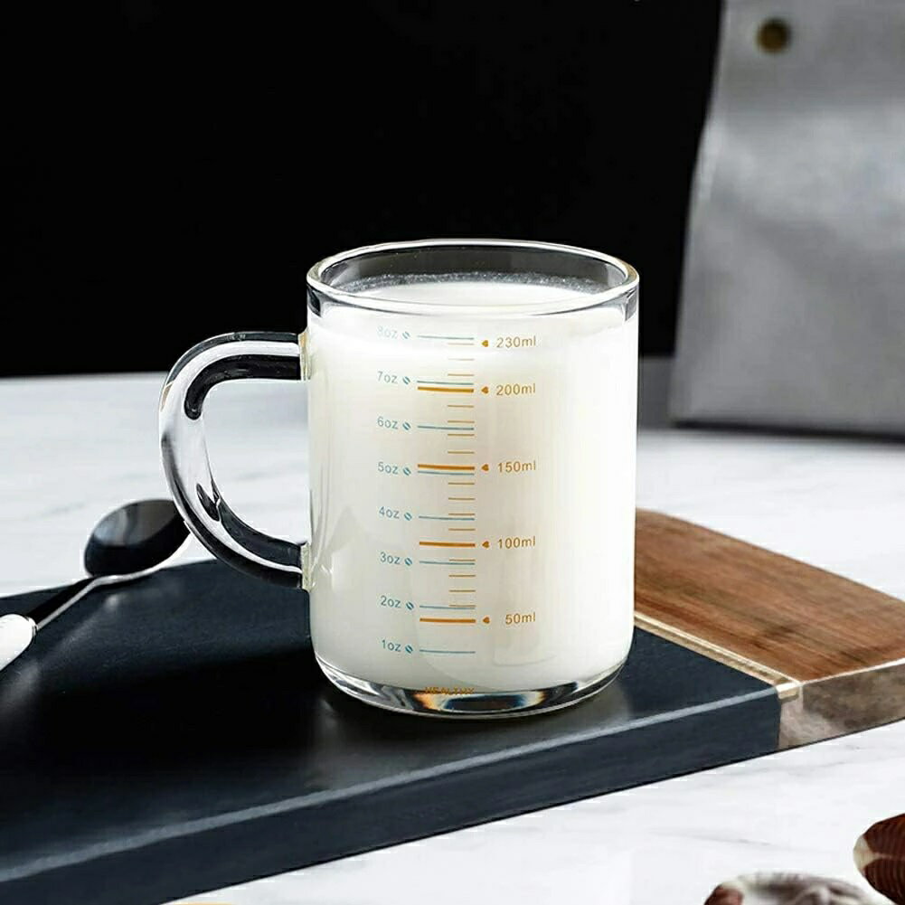 Wine Glasses - コップ カフェ コップ 業務用 お店 取っ手つき 計量カップ 家庭用 レストラン 牛乳 メモリ付きコップ 耐熱 透明 電子レンジ対応 子供 コーヒーカップ マグカップ ガラス ミルクカップ カラフル ジュース