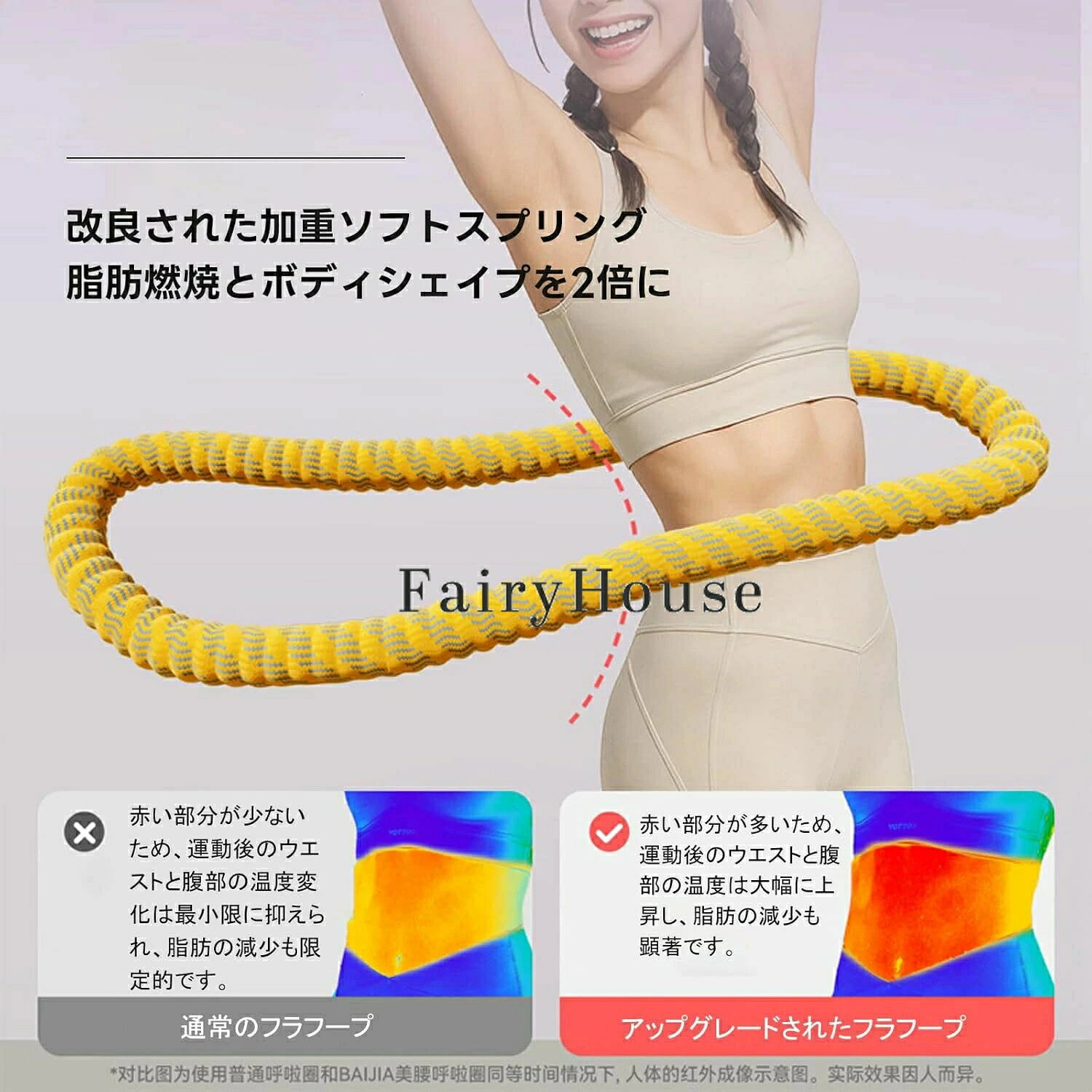 lifeactiveの／フラフープダイエット用 シェイプアップ・全身トレーニング 1.1kg 室内/公園用 1.3kg 成人用 ダイエット向け ＼第3世代＆静音設計! 有酸素運動 ウエスト/背中/脚/胸エクササイズ 1.5kg ソフトフラフープ 筋トレ ポータブル 静音 フラフープ ダイエット｜アングル3