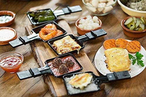 乐天商城 - ラクレット皿 ミニ鉄製 ラクレットグリルパン ミニグリルパン 8点セット チーズパン 3.6X7インチ 8個 ノンスティックコーティング x 交換用