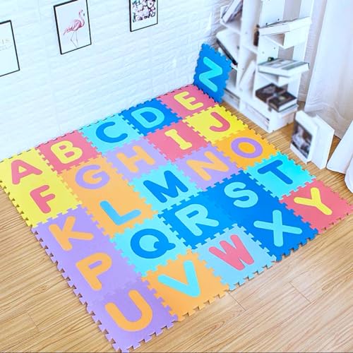 樂天商城 - タイルマット 洗える 子供部屋 30x30x0.8cm 柔らかい 弾力良く ノンホルムアルデヒド 床保護 インテリア 英字 ジョイントマット 知育 パズルマット 防水 汚れ ケガ クッションマット 数字 防音