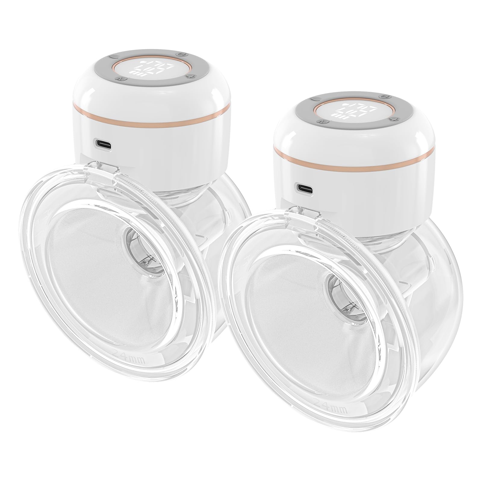 授乳用 4モード 12吸引レベル 内蔵 ハンズフリー電動搾乳器 180mlミルクコレクター付き さく乳器、ウェアラブル搾乳器 2個パック 低ノイズ
