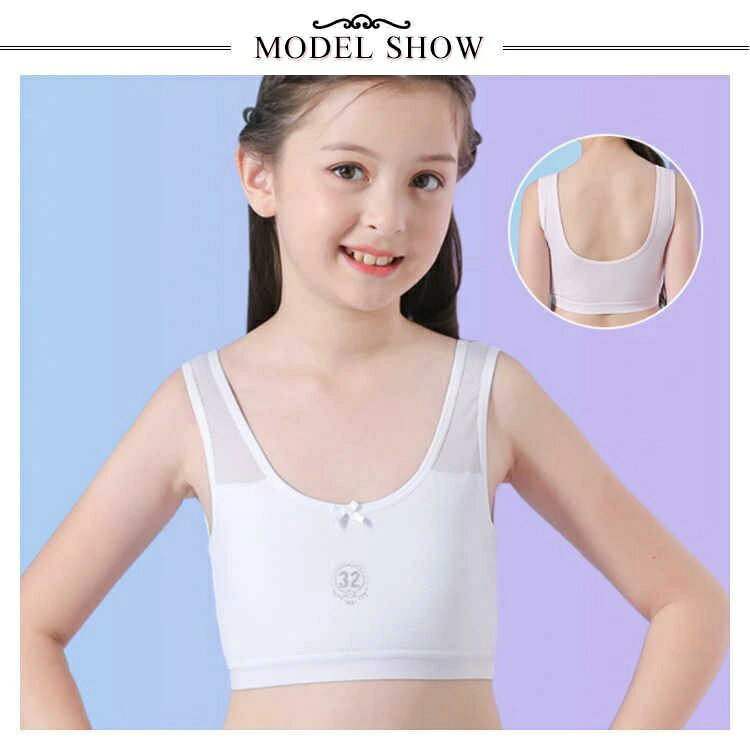 lifeactiveのノンワイヤー 通気性 パット付き インナー 軽い 綿 ハーフトップ スポーツ 少女 ブラジャー 女の子 可愛い 下着子供 ストレッチ シンプル 運動 ジュニア 肌着 カジュアル 小学生 中学生｜アングル3