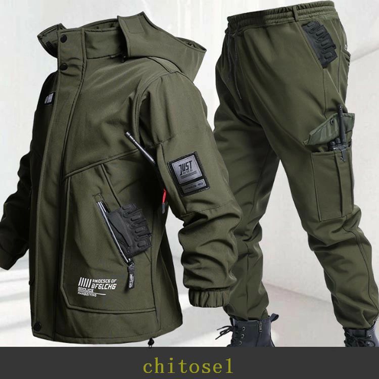 裏起毛 冬服 ジャケット 撥水 裏ボア 作業ズボン 上下セット 厚手 メンズ あったか...