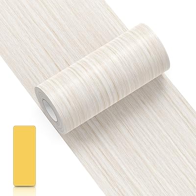 Rakuten - 木口テープ 幅15cm diy 賃貸 テープ アイボリー 簡単 木目 木目シート 窓枠 幅広 リメイクシート マスキングテープ 防水 木目 巾木シート フローリング補修テープ 長さ5m ドア枠 巾木 窓枠用リメイクシート マスキングテープ 浴室などに