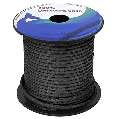 Rakuten - UHMWPE ブラック 100% x ハンモック設営 超高強度ポリエチレン繊維コード ロープワーク ガイロープ ハイキング 350lb強度 31Mロール ウーピースリング自作 アウトドア使用 / 1mm直径 高強度 160kg