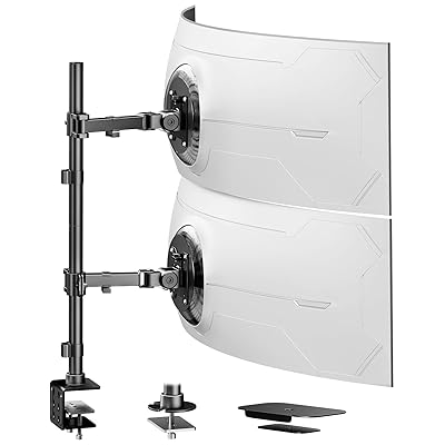 Rakuten - 高耐荷重モニターアーム 上下配置 スイベル・ VESA75/100mm 20kg/台 省スペース 49型まで×2台対応