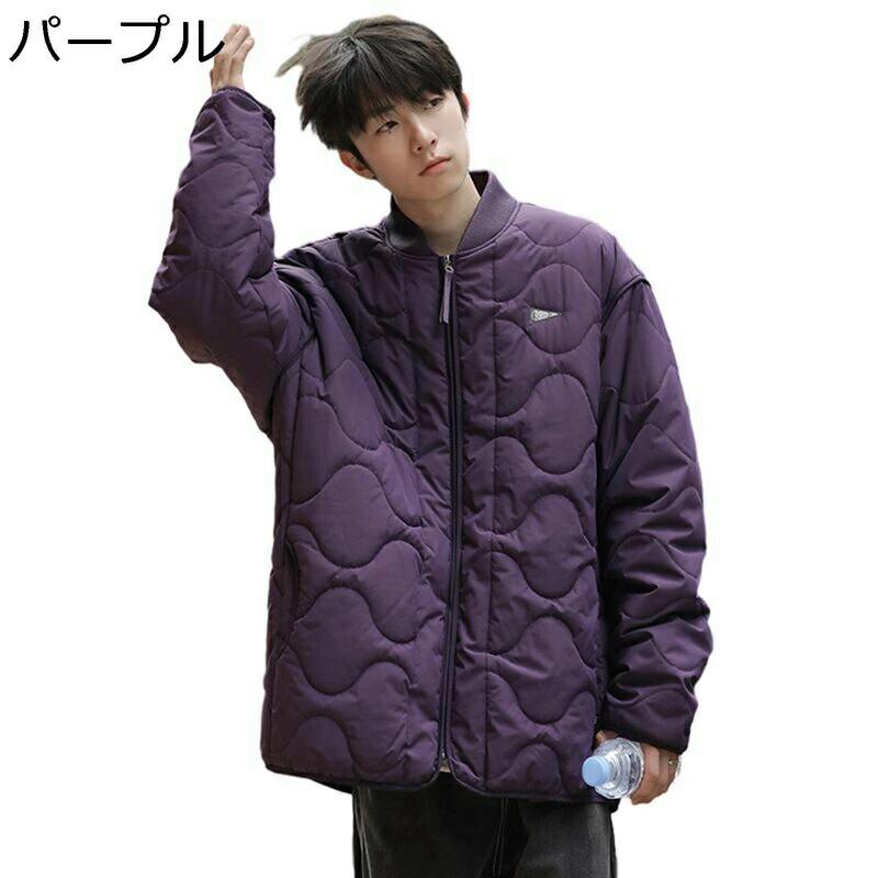 Rakuten - ゆったり 立ち襟 無地 中綿ジャケット 防風 防寒着 冬服 大きいサイズ 綿服 普段着 通勤 厚手 カジュアル ストリート キルティング メンズ ジャンパー 綿入れ 保温性 アウター 通学