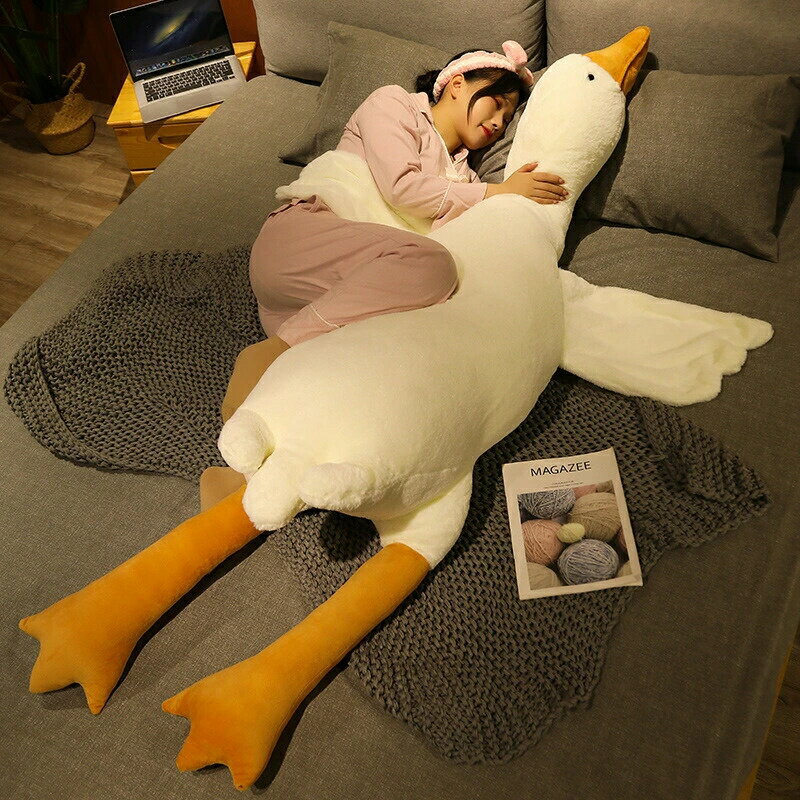 乐天商城 - 柔らかい ぬいぐるみ クッション 動物 女の子 特大 ガチョウ 枕 おもちゃ 大きいサイズ 抱き枕 横向き寝 子供 白い プレゼント ロングクッション