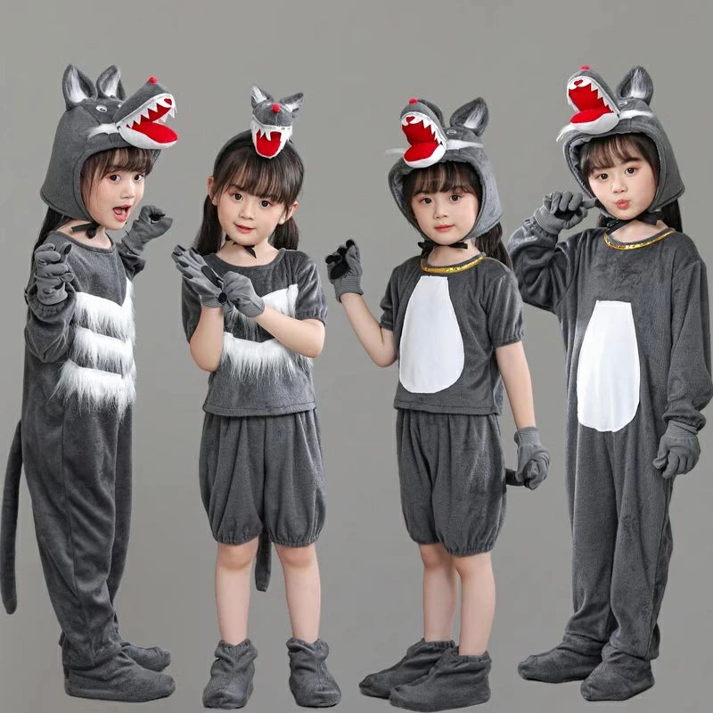 乐天商城 - 可愛い オオカミ ワンピースセット ウルフ グレー 短パンセット 子供 パーティーグッズ wolf ハロウィン 変装 演劇 衣装 仮装 cosplay 尾付き 演出服 半袖 イベント 男の子 ハロウィン 狼 長袖 女の子 面白い コスチューム コスプレ