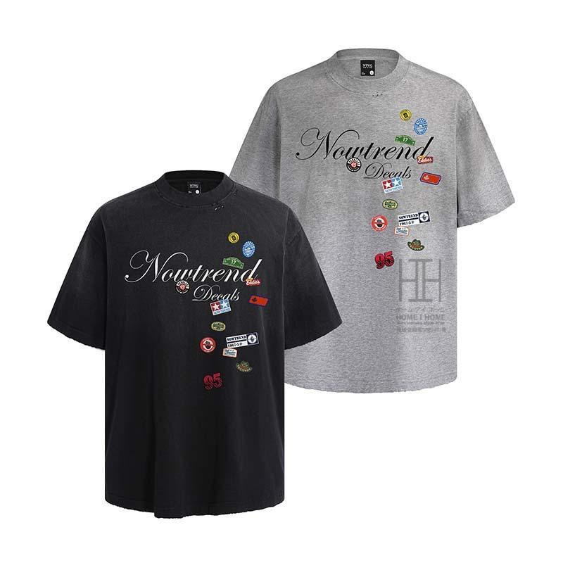 樂天商城 - カットオフ 英文字 ダメージ加工 アメカジ おしゃれ ほつれ加工 半袖Tシャツ メンズ ウォッシュ加工 新作 エンブレム 夏 クルーネック ヴィンテージ プリント