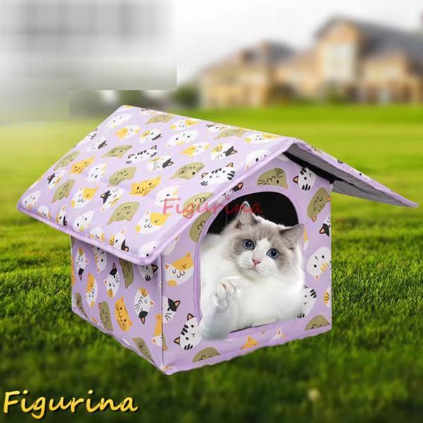 屋外キャビンシェルター 野外猫ハウス 犬 噛み耐え ペットベッド 猫の家テント 取...