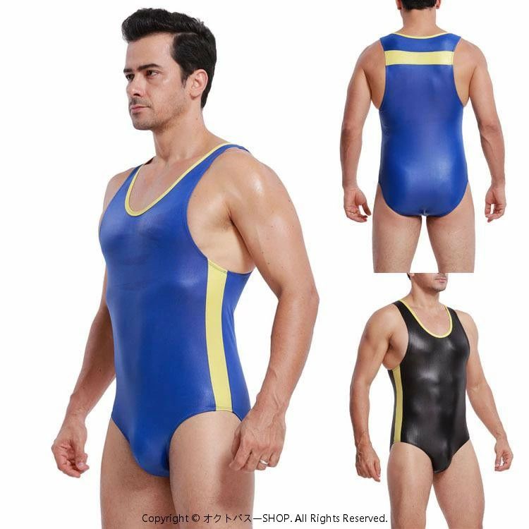 Rakuten - タイト シングレット スポーツ スーツ ストレッチ ウェア ブルー 体操 トレーニング ブラック レスリング メンズ