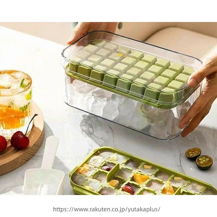 アイスキューブ 32個取り 製氷機 柔らかい キッチン用品 蓋付き 取り出し簡単 冷凍保存 調味料入れ 保存容器 ワンクリックですべて角氷が落ちます！製氷皿 製氷器 調理器具 アイストレー 耐久性 おしゃれ 収納ボックス 製氷皿 取り出しやすい 大容量 lifeactive-10031033 lifeactive サンプル画像2