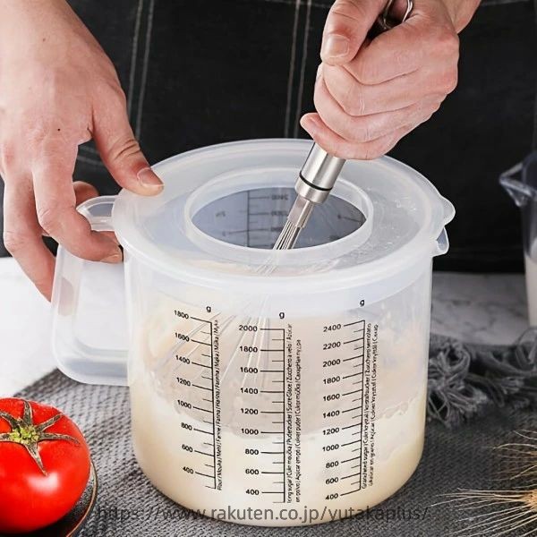 キッチン用品 家庭用 ベーキング 目盛り付き 大容量 蓋付き 保存容器 計量カップ 多用途 かき混ぜ 泡立て プラスチック 便利 調理器具 家庭用 調理 2.5L 飛散防止