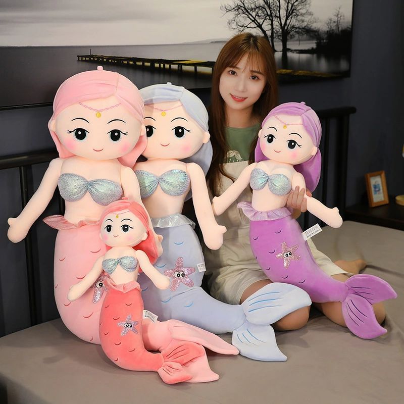 乐天商城 - 心地いい インテリア 人魚姫 可愛い ふわふわで癒される かわいい 通販 ぬいぐるみ 動物 おもちゃ 柔らか 大きい 子供 プレゼント ギフト にんぎょひめ クリスマスプレゼント 全4カラー マーメイド 彼女に 抱き枕