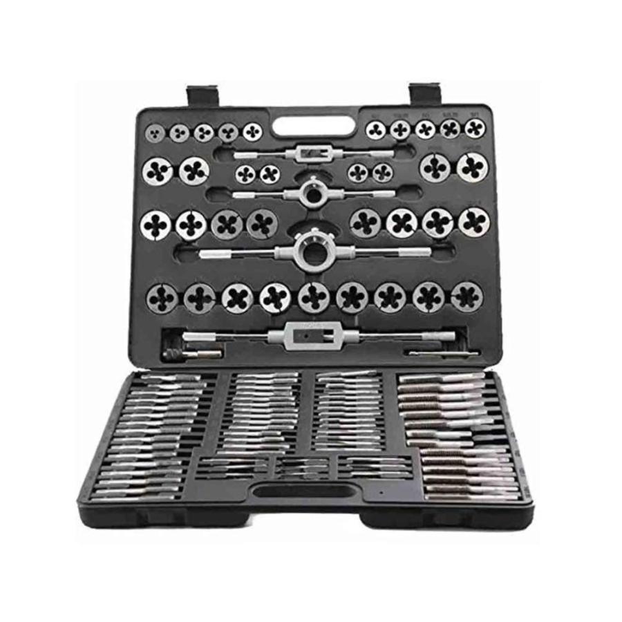 タップとダイセットプロタングステン鋼タップとダイスレッド切削工具精密メトリックボルトエンジニアリングタップとダイキット（110個）