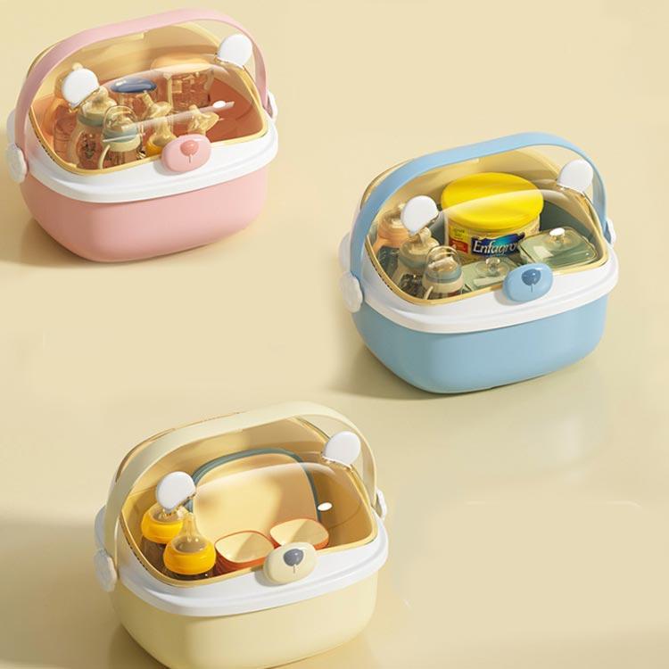 lifeactiveの赤ちゃん用品 プレゼント 持ち運び便利 収納 お手入れ簡単 ボックス ほこり防止 防塵 哺乳瓶 哺乳瓶ホルダー 蓋付き 出産祝い 大容量 カバー付き 食器収納 哺乳瓶ラック 防虫 取り外し可能 保管ケース 乾燥 ほこり防止 衛生的 水切りラック 多機能哺乳瓶収納ボックス｜アングル3