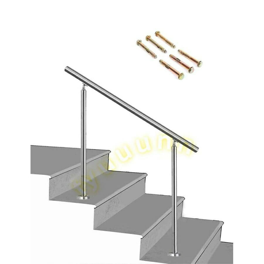 乐天商城 - 、100/120/140cm、シルバー、簡単な 304ステンレス鋼の階段の手すり、手すりのサポートバーの完全なキット 屋内または屋外での使用手摺