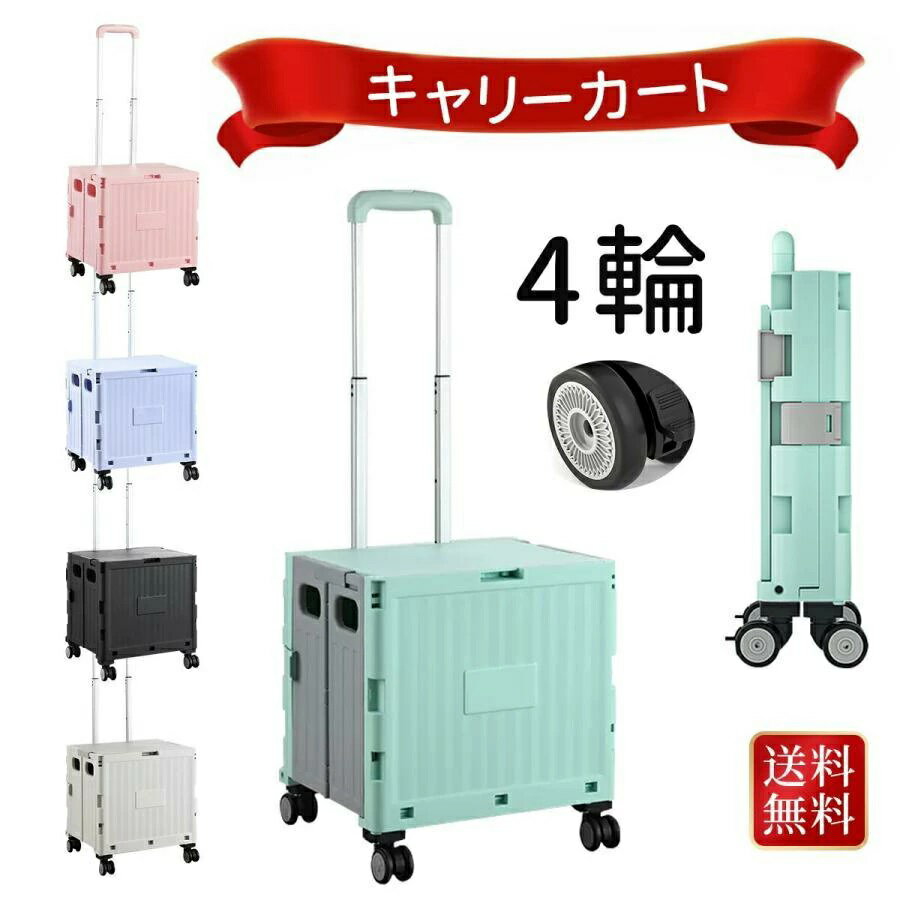 大容量 フタ付 ショッピングカート 折りたたみ 高齢者 アウトドア 階段 台車 キャスター付 容量40L ワゴン キャリーカート 耐荷重50kg