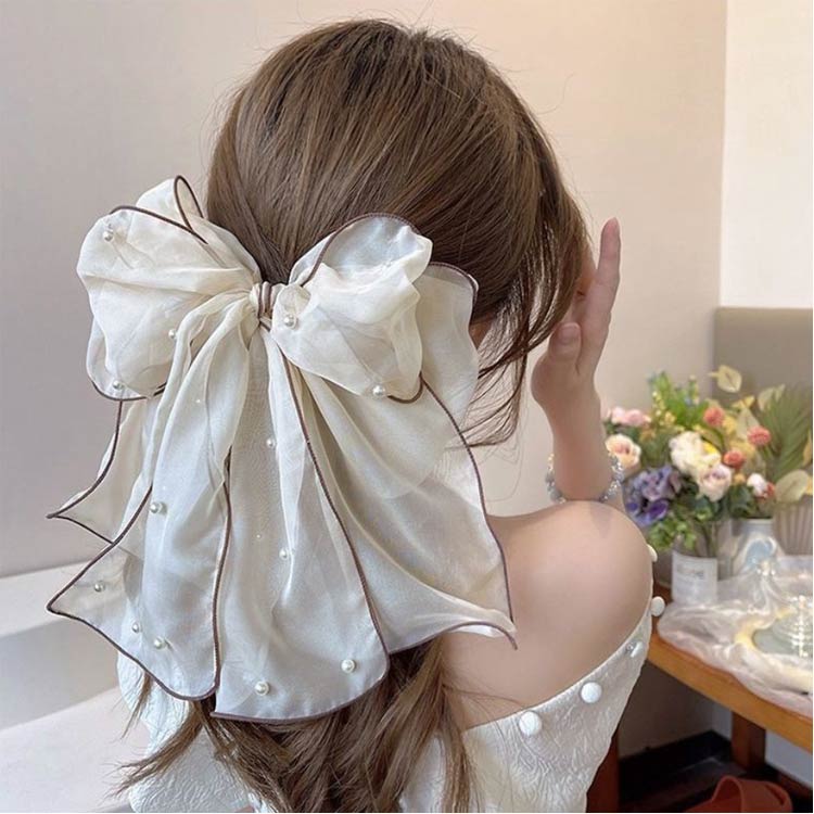 女性 ヘアバレッタ BIG ボリューム ブラック ヘアクリップ スカーフ風 ヘアクリッ...