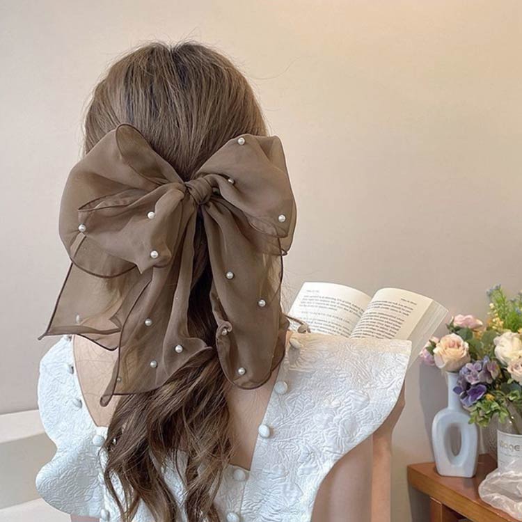 女性 ヘアバレッタ BIG ボリューム ブラック ヘアクリップ スカーフ風 ヘアクリッ...