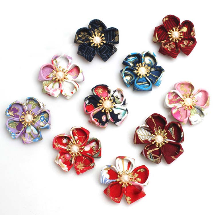 手芸キット ハンドメイド フラワーモチーフ つまみ細工フラワー デコパーツ ちりめ...
