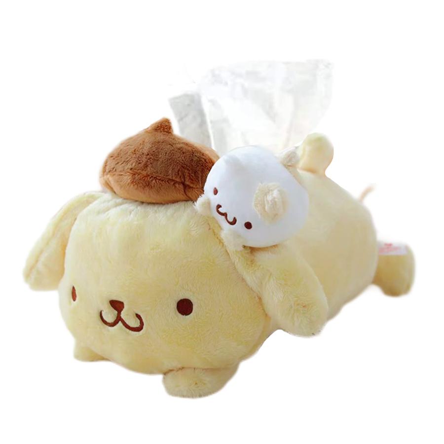 【材質】ぬいぐるみ。ぬいぐるみタイプでふわふわな心地よい手触りは癒し効果も抜群です。【サイズ】45cm * 35cm。【製品の特徴】 ティッシュボックスはおなか部分から入れます。2本のゴムで支えるので、出し入れも簡単です。【可愛い外観】可愛い ポムポムプリンの形とスウィートな色が生活感を隠してお洒落な空間を演出してくれます。【贈り物】ちょっとしたプレゼント、贈り物にも最適。喜ばれます、お誕生日や記念日、出産祝い、入学祝い、クリスマスのプレゼントとしてもオススメです。