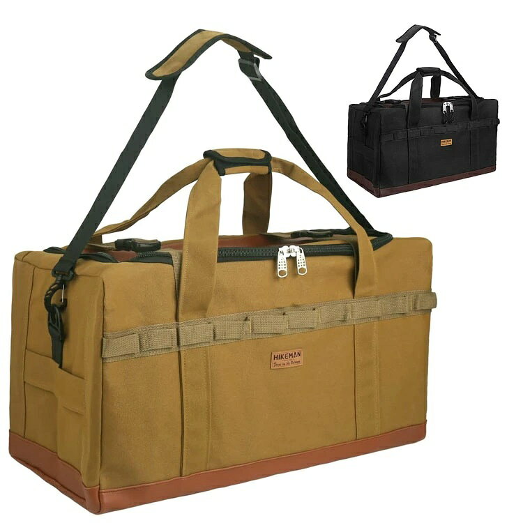 【商品コード】：y812745【カラー】ベージュ ブラックサイズ：Sサイズ/62cm*28cm*30cm、Lサイズ/75cm*40cm*40cmSサイズ/重さ：1.15kg、Lサイズ/重さ：1.66kg【この商品について】表面生地は帆布製で抜群な耐久性が特徴です、焚き火時の火の粉も気にせず使えます。内側はポリエステル素材、底部には汚れを落としやすく耐久性のあるビニール素材を使用しています大容量：テント、タープ、マット、寝袋、焚き火台、薪ストーブ、七輪、ストープ等雑多なキャンプ道具をひとまとめに収納する事ができます。それを一気にバックの中に詰め込むと撤収も簡単になります！3WAY仕様の持ち手：色んな状況でも持ち運びやすいため、前後の持ち手だけでわなく左右に取っ手があり、そして肩かけも付いております、普段は前後の持ち手を使い、荷物が重いの場合は左右の持ち手で対応する、手が空いてない時は肩にかけるのがコツです！使い勝手：容量が大きいので形もそれなりに大きい、使わない時は自宅や車の隅に隙間なく積み込むための柔らかさを持ぅておりますので、スペースが全く取らない。しっかりした縫製：たくさんのお荷物を積み込んで、キャンプのでに持ち出すと、バックがパンパンになる事は必然的！こうゆう時は縫製が一番大事、取っ手や繋ぎ目の所にいきなり千切れた事はない為、しっかり二回縫いしました※簡易包装となりますのでご理解の程よろしくお願いします。※手動測定による1・3mmの測定偏差を許容してください。※モニターや光の効果が異なるため、実際の色は写真の色と若干異なる場合があります。※仕様・デザインは改良のため予告なく変更することがあります。