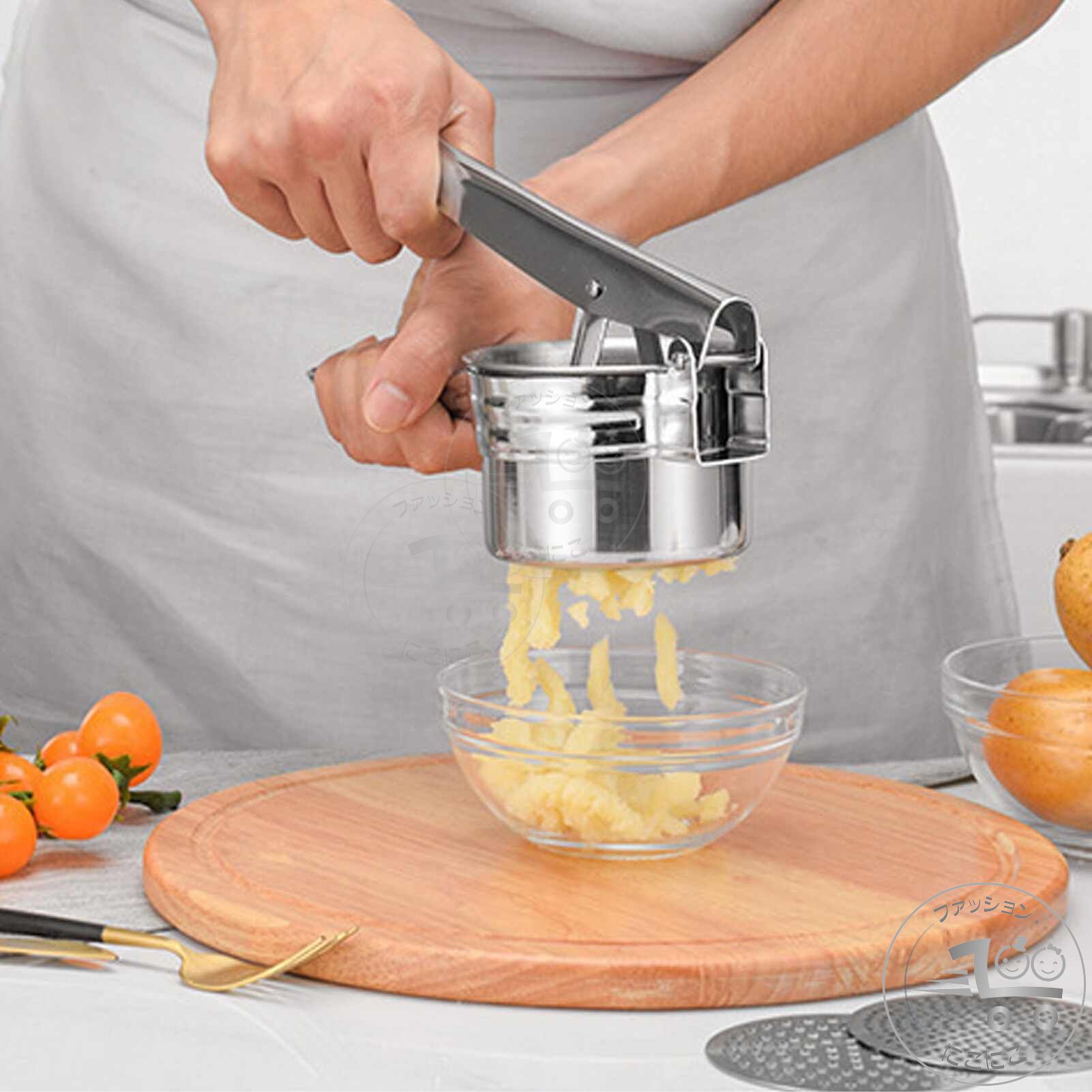 lifeactiveのポテトライサー モンブラン ポテト ジャガイモつぶし器 ラスポテト ポテトチョッパー マッシャー 絞り器 ポテトマッシャー 調理器具 手動式 手動ジューサー みじん切り ステンレス ロングポテト キッチン用品 ハンドマッシャー 糸こんにゃく｜アングル3