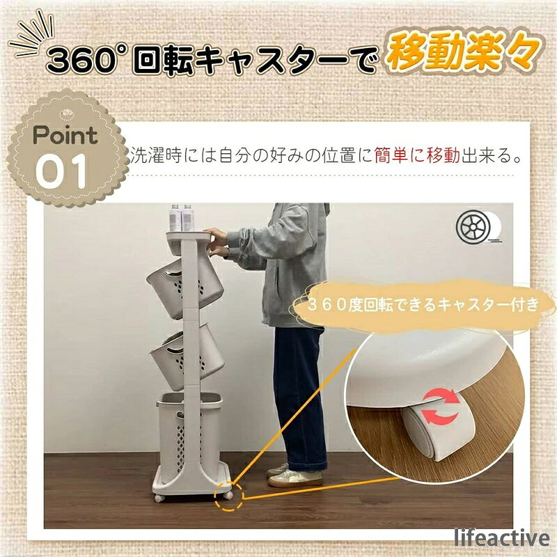 収納 ホワイト 大容量 58L 洗える 北欧 おしゃれ 2段 キャスター付き インテリア雑...
