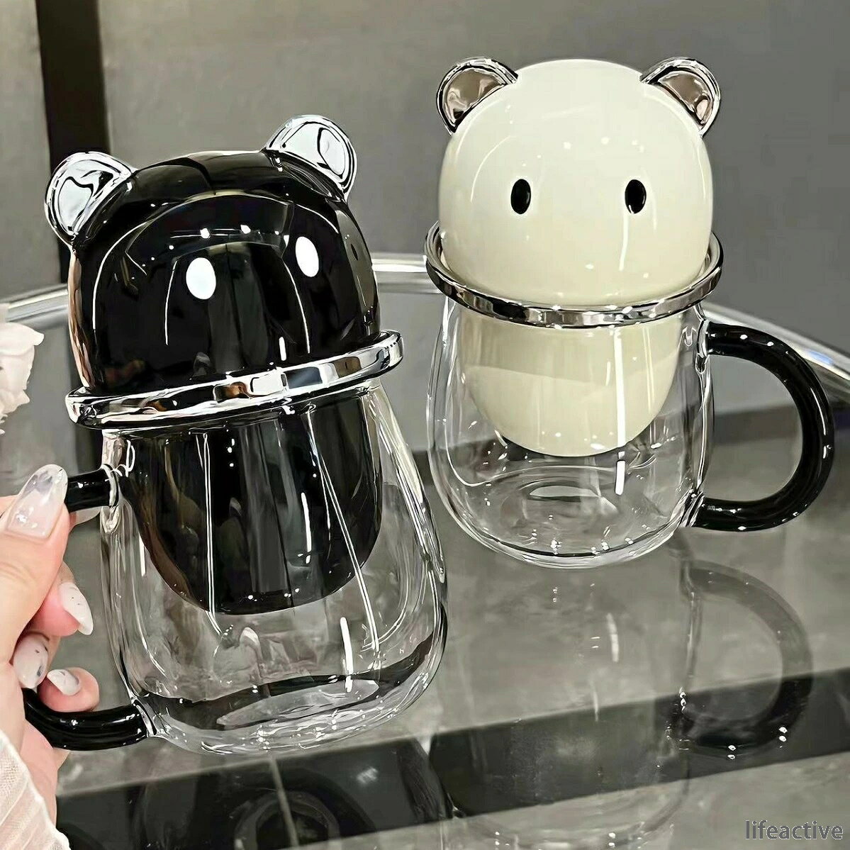 レベルの高い陶器のティーカップです、分離設計です、高ホウ素シリコン製の耐熱カ...