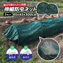 防虫ネット 虫よけネット 家庭菜園 トンネル支柱一体型 伸縮式 らくらクイック 防虫・防鳥楽々ネット 2枚セット 45×45×300cm メッシュ 虫よけ 鳥よ...