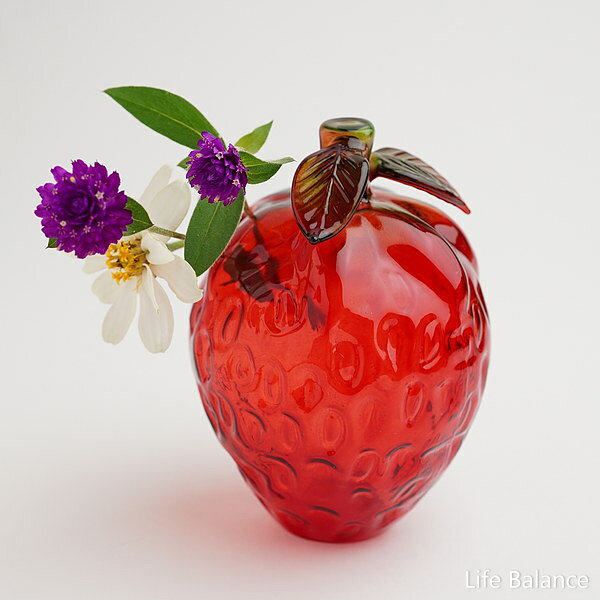 Rakuten - ガラス　置物　フラワーベース　DECO Glass Strawberry　ストロベリー I04-3137