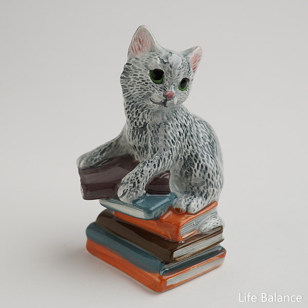 Rakuten - 動物置物　フラワーベース　Animal Vase Book and Cat 本と猫　 F04-0364