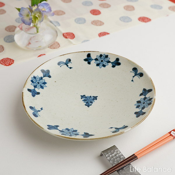 波佐見焼　陶房青　プレート　古染花　5寸皿のサムネイル