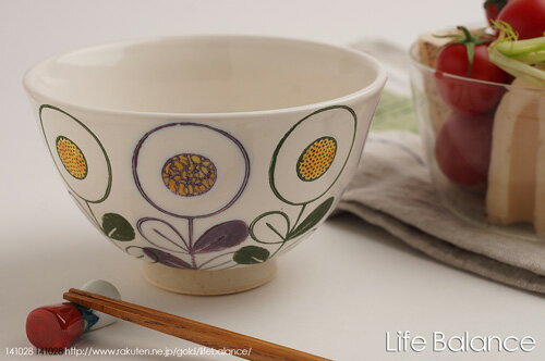 Rakuten - 有田焼　勲山窯　茶漬　お花畑　大（緑）茶碗