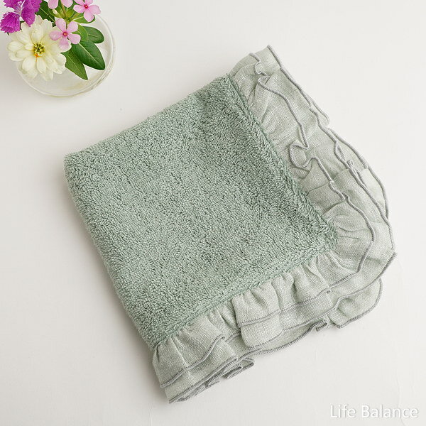 BORGO DELLE TOVAGLIE LAVETTE GITANE ボルゴ デレ トヴァーリエ フリルハンドタオル ミニタオル　sage / ice