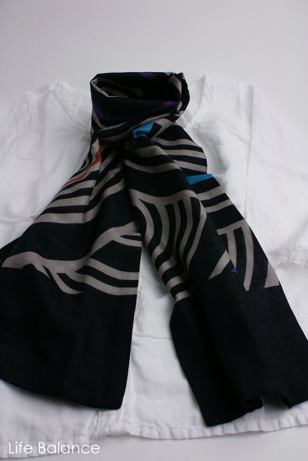 京都 くろちく 31011505 ガーゼマフラー 幾何円