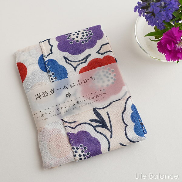 京都　くろちく　手ぬぐい両面ガーゼはんかち　牡丹一華　42402406