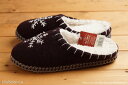 Knit Slipper　(ニットスリッパ)　ルームシューズ　雪刺繍スリッパ　ブラウン　サイズM　79803