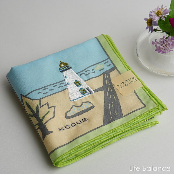 KODUE HIBINO （ひびのこづえ）　ハンカチ　風景　Cグリーン　79001824
