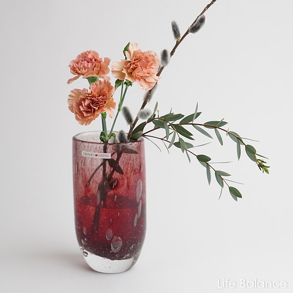 Henry Dean　ヘンリーディーン　花器　花瓶　ジョー 　ガーネット　AT0923 フラワーベース　ガラス