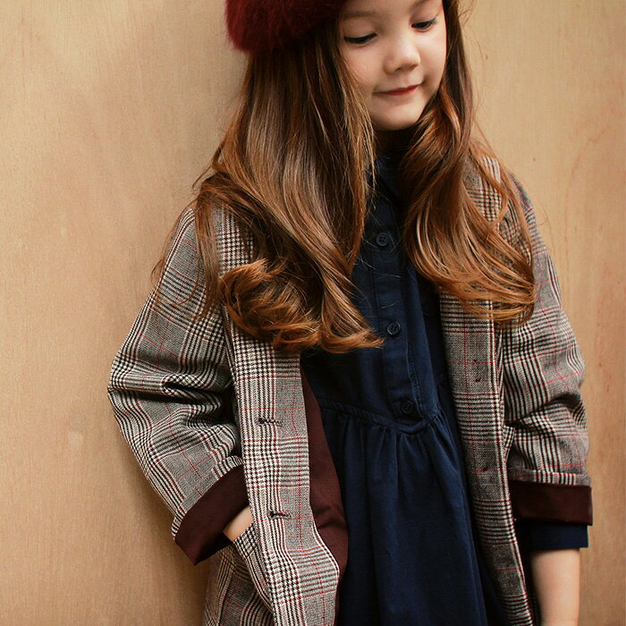 送料無料 韓国子供服 キッズ アウター 子供服 チェック柄ジャケット　 女の子 アウ...