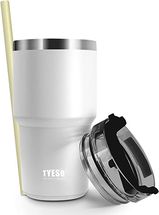 【ポイントアップ中・送料無料】TYESO タンブラー ストロー付き 蓋付き 大容量 ステンレス製 コーヒーカップ マグ ジョッキ 二重構造 真空断熱 ステンレスタンブラー ビールタンブラー 保温 保…