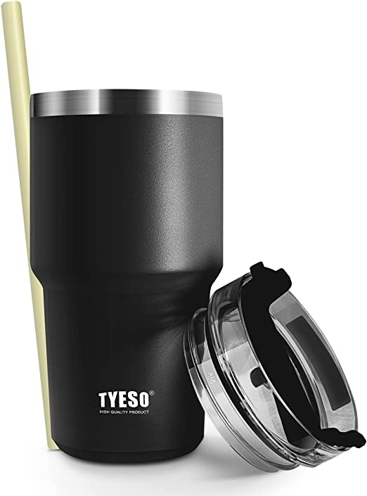 【ポイントアップ中・送料無料】TYESO タンブラー ストロー付き 蓋付き 大容量 ステンレス製 コーヒーカップ マグ ジョッキ 二重構造 真空断熱 ステンレスタンブラー ビールタンブラー 保温 保…