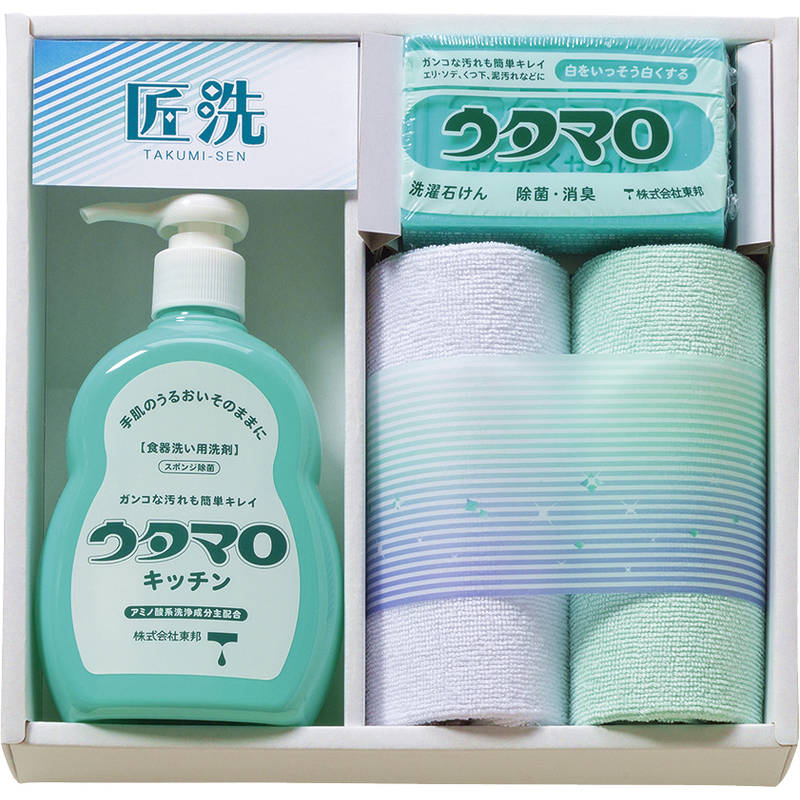 ［包装無料］☆ウタマロ 石鹸・キッチン洗剤ギフト UTA-155☆［おすすめ 日用品 除菌 洗剤 キッチン用洗剤 石鹸 洗濯石鹸 ご挨拶 国産 日本産 詰合せ 贈り物 御礼 記念品 ノベルティ ギフト セット プレゼント］